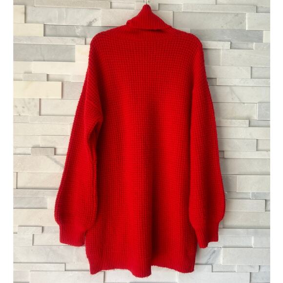 SHOW ME YOUR MUMU NWOT Chester Cowl Neck Slouchy Red  Sweater Dress Tunic XL - Picture 3 of 7